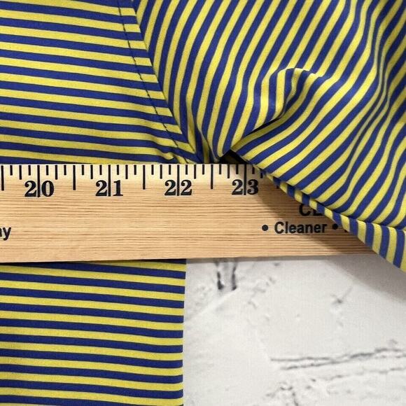 Turtleson Short Sleeve Mens Polo Shirt Size L Yellow Blue Striped SC - Picture 9 of 12